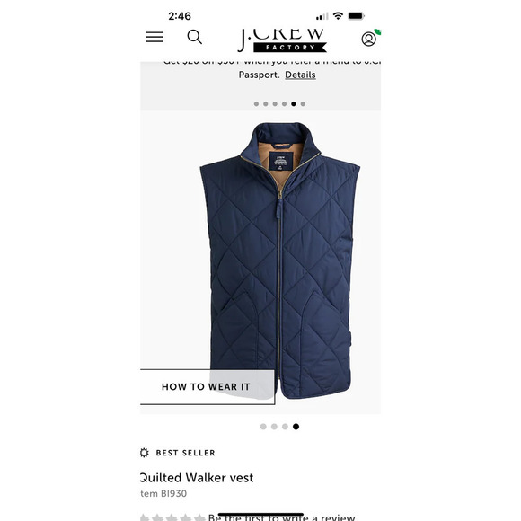 J.Crew Authentic OuterWear New York, New York /  Quilted Walker Vest - Picture 13 of 14